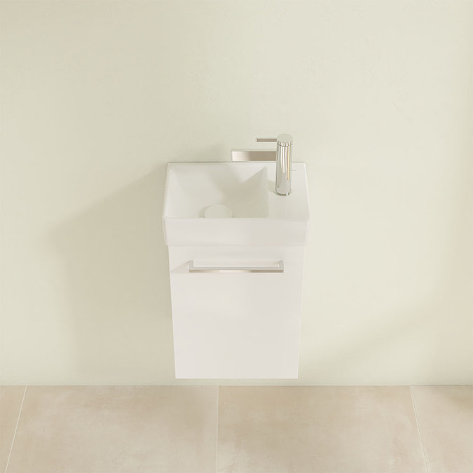 Villeroy and Boch Avento Crystal White 360mm Wall Hung Vanity Unit with Left Bowl Basin Standard La