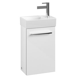 Villeroy and Boch Avento Crystal White 360mm Wall Hung Vanity Unit with Left Bowl Basin Large Image