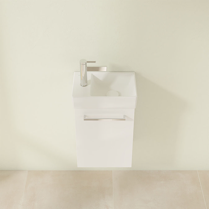 Villeroy and Boch Avento Crystal White 360mm Wall Hung Vanity Unit with Right Bowl Basin Standard L