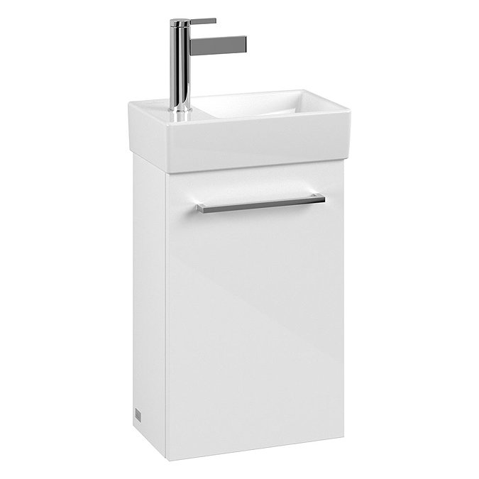 Villeroy and Boch Avento Crystal White 360mm Wall Hung Vanity Unit with Right Bowl Basin Large Image