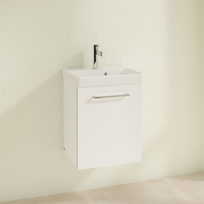 Villeroy and Boch Avento Crystal White 450mm Wall Hung 1-Door Vanity Unit Profile Large Image