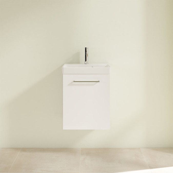 Villeroy and Boch Avento Crystal White 450mm Wall Hung 1-Door Vanity Unit  Feature Large Image