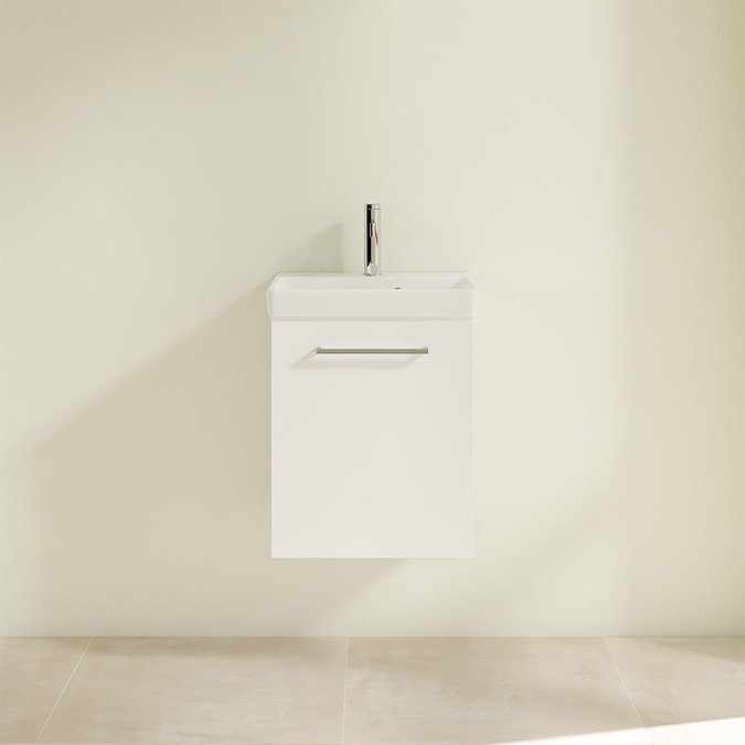 Villeroy and Boch Avento Crystal White 450mm Wall Hung 1-Door Vanity Unit Feature Large Image