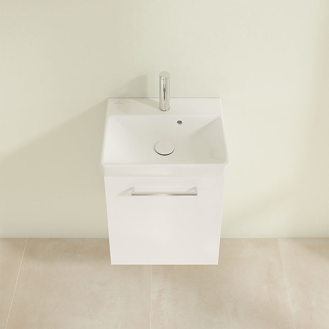 Villeroy and Boch Avento Crystal White 450mm Wall Hung 1-Door Vanity Unit Standard Large Image
