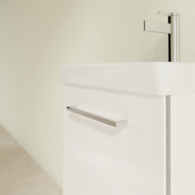 Villeroy and Boch Avento Crystal White 450mm Wall Hung 1-Door Vanity Unit In Bathroom Large Image