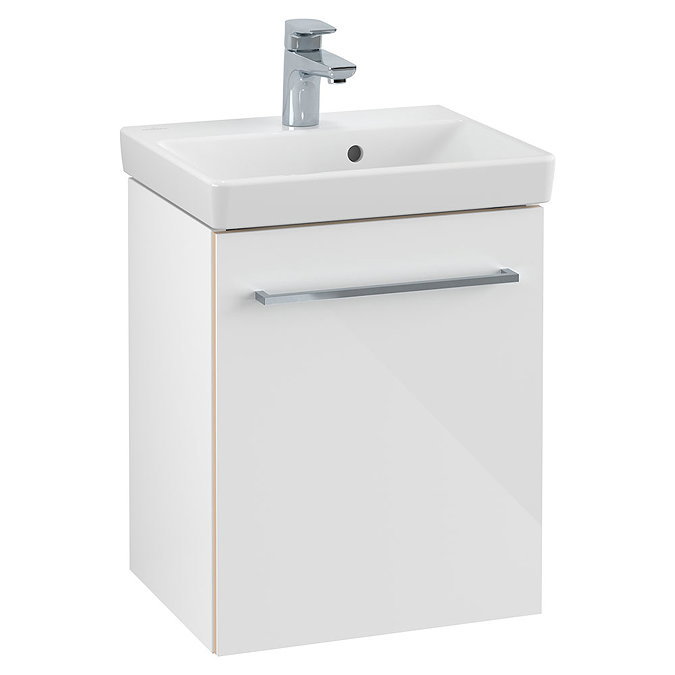 Villeroy and Boch Avento Crystal White 450mm Wall Hung 1-Door Vanity Unit Large Image