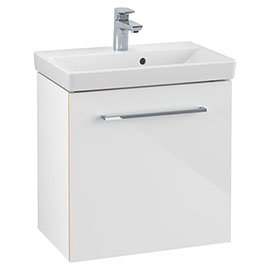 Villeroy and Boch Avento Crystal White 550mm Wall Hung 1-Drawer Vanity Unit Medium Image