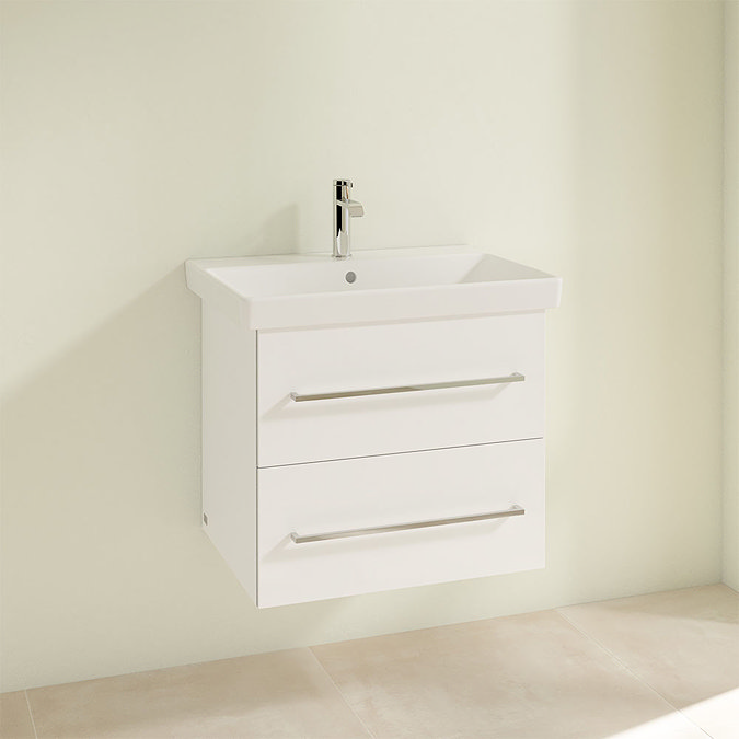 Villeroy and Boch Avento Crystal White 600mm Wall Hung 2-Drawer Vanity Unit  Profile Large Image