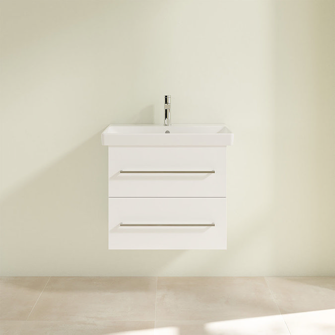 Villeroy and Boch Avento Crystal White 600mm Wall Hung 2-Drawer Vanity Unit  Feature Large Image