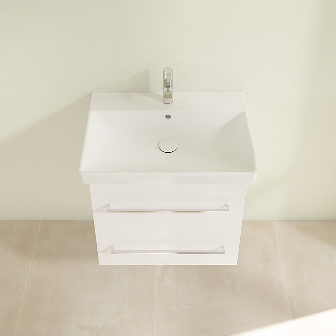 Villeroy and Boch Avento Crystal White 600mm Wall Hung 2-Drawer Vanity Unit  Standard Large Image