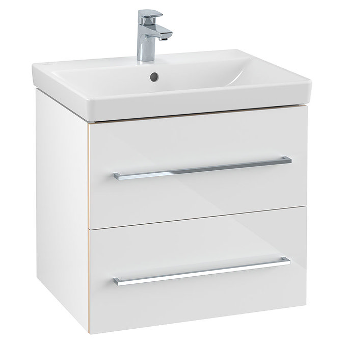 Villeroy and Boch Avento Crystal White 600mm Wall Hung 2-Drawer Vanity Unit Large Image