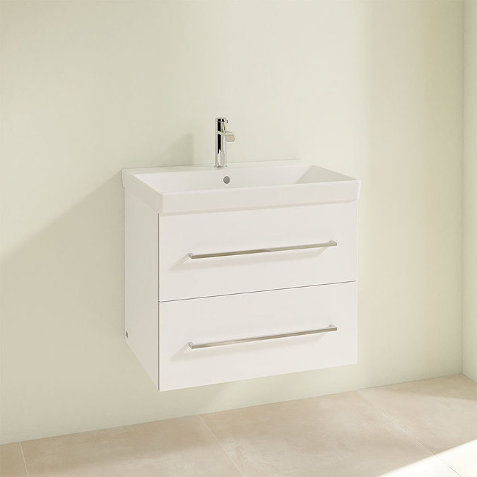 Villeroy and Boch Avento Crystal White 650mm Wall Hung 2-Drawer Vanity Unit Profile Large Image