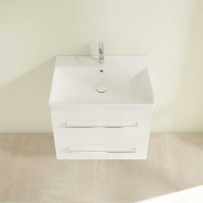 Villeroy and Boch Avento Crystal White 650mm Wall Hung 2-Drawer Vanity Unit  Standard Large Image