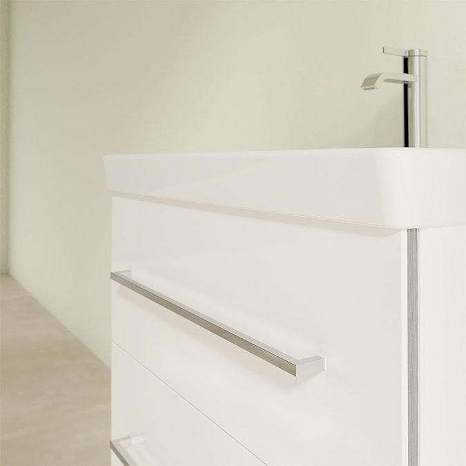 Villeroy and Boch Avento Crystal White 650mm Wall Hung 2-Drawer Vanity Unit In Bathroom Large Image