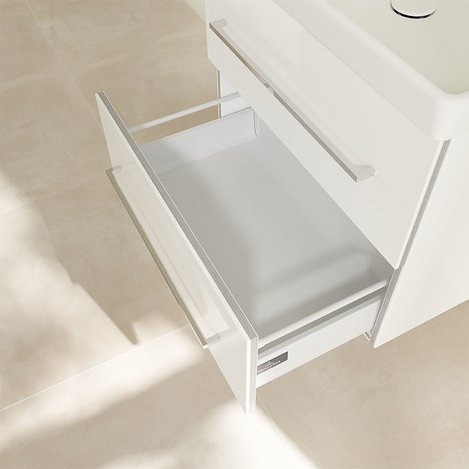 Villeroy and Boch Avento Crystal White 650mm Wall Hung 2-Drawer Vanity Unit additional Large Image