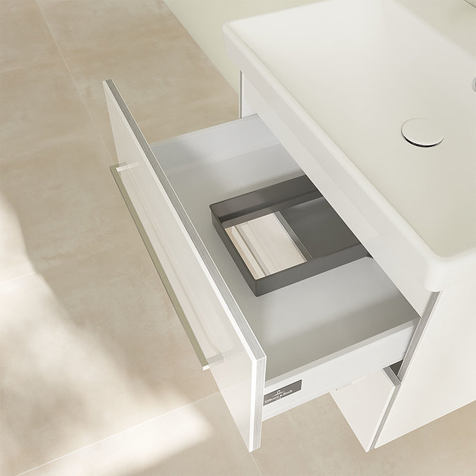 Villeroy and Boch Avento Crystal White 650mm Wall Hung 2-Drawer Vanity Unit Newest Large Image