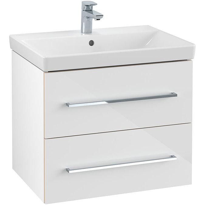 Villeroy and Boch Avento Crystal White 650mm Wall Hung 2-Drawer Vanity Unit Large Image