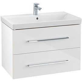Villeroy and Boch Avento Crystal White 800mm Wall Hung 2-Drawer Vanity Unit Medium Image