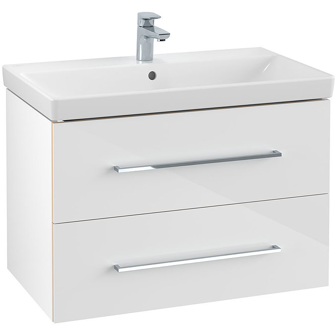 Villeroy and Boch Avento Crystal White 800mm Wall Hung 2-Drawer Vanity Unit Large Image