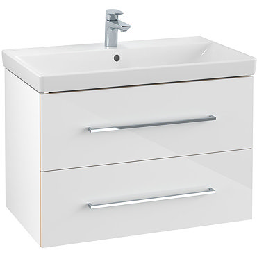 Villeroy and Boch Avento Crystal White 800mm Wall Hung 2-Drawer Vanity Unit  Profile Large Image