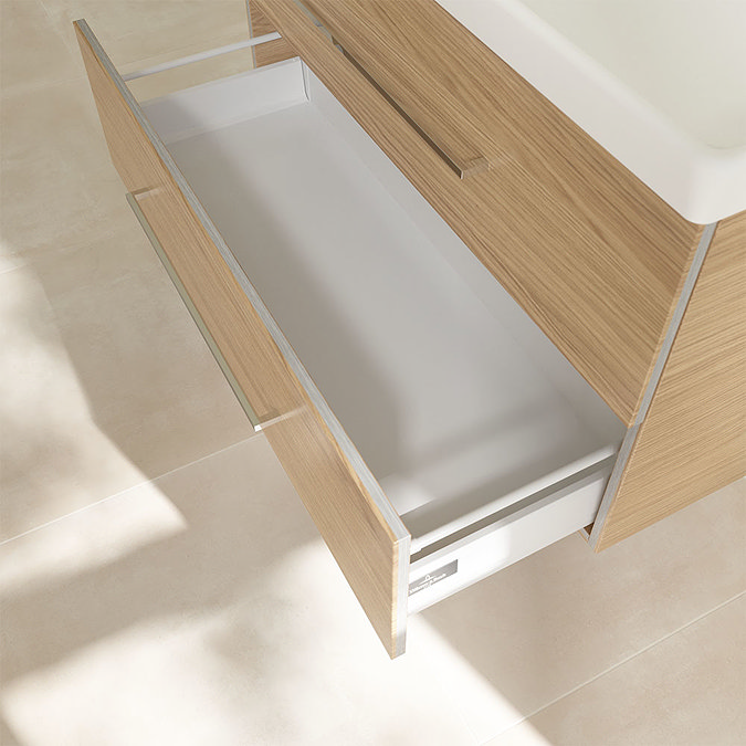 Villeroy and Boch Avento Nordic Oak 1000mm Wall Hung 2-Drawer Double Vanity Unit  additional Large I