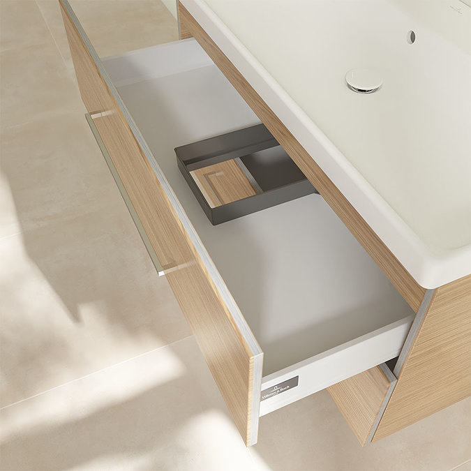 Villeroy and Boch Avento Nordic Oak 1000mm Wall Hung 2-Drawer Double Vanity Unit  Newest Large Image