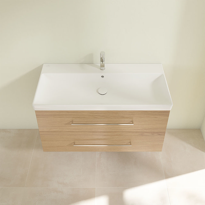 Villeroy and Boch Avento Nordic Oak 1000mm Wall Hung 2-Drawer Vanity Unit Standard Large Image