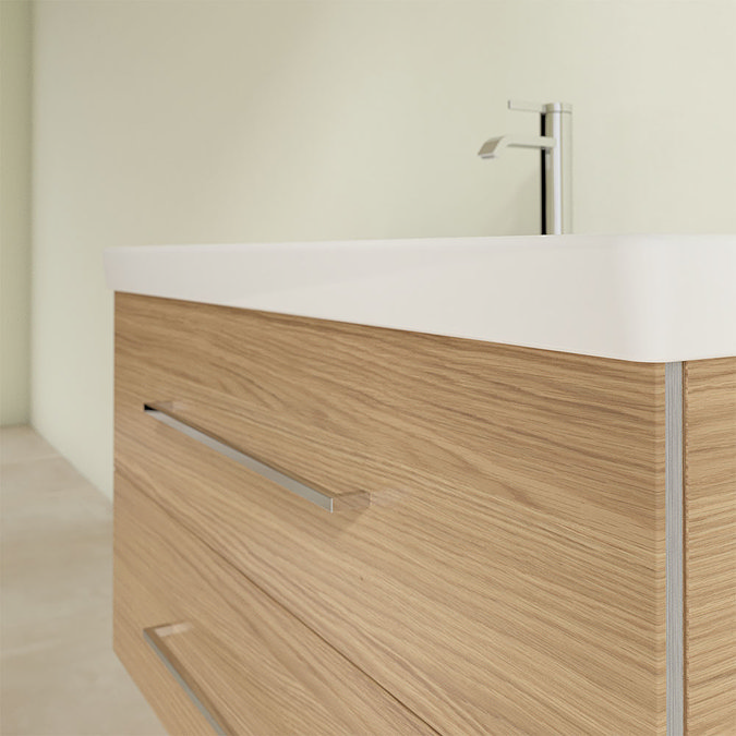 Villeroy and Boch Avento Nordic Oak 1000mm Wall Hung 2-Drawer Vanity Unit  In Bathroom Large Image
