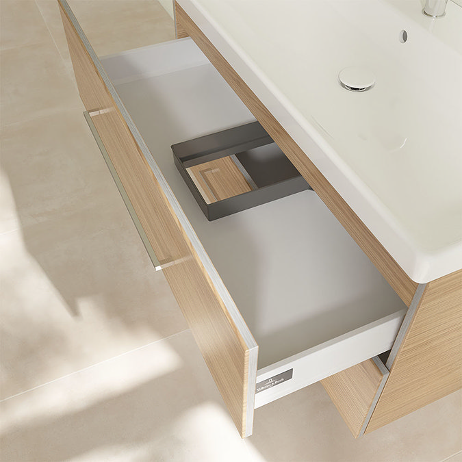 Villeroy and Boch Avento Nordic Oak 1000mm Wall Hung 2-Drawer Vanity Unit Newest Large Image