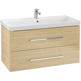 Villeroy and Boch Avento Nordic Oak 1000mm Wall Hung 2-Drawer Vanity Unit Large Image