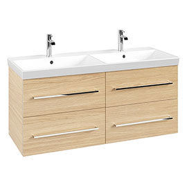 Villeroy and Boch Avento Nordic Oak 1200mm Wall Hung 4-Drawer Double Vanity Unit Medium Image
