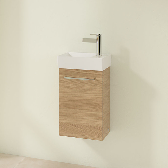 Villeroy and Boch Avento Nordic Oak 360mm Wall Hung Vanity Unit with Left Bowl Basin Profile Large