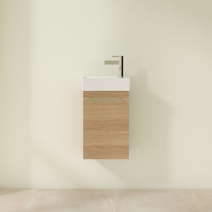 Villeroy and Boch Avento Nordic Oak 360mm Wall Hung Vanity Unit with Left Bowl Basin  Feature Large 