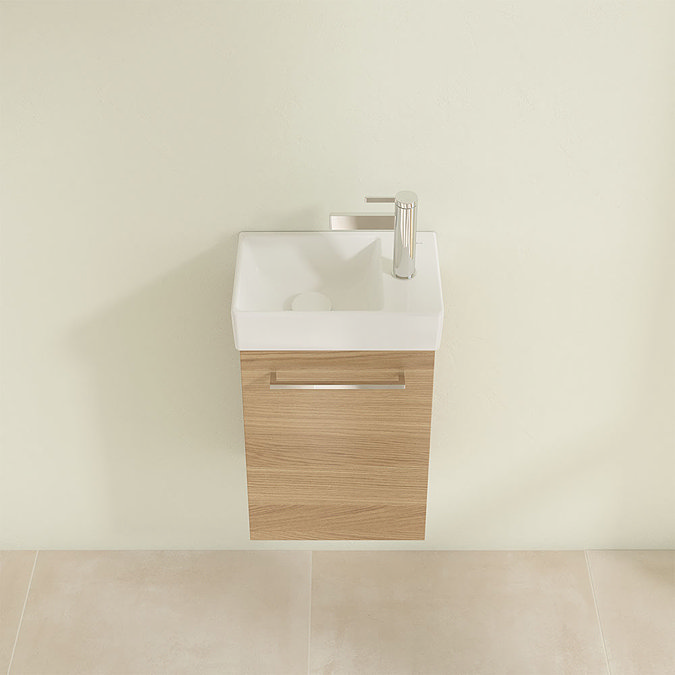 Villeroy and Boch Avento Nordic Oak 360mm Wall Hung Vanity Unit with Left Bowl Basin Standard Large