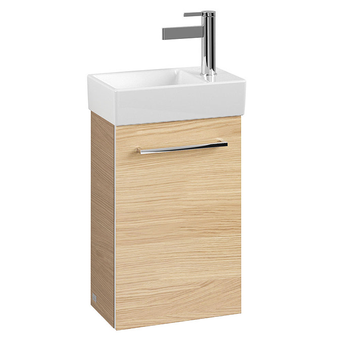 Villeroy and Boch Avento Nordic Oak 360mm Wall Hung Vanity Unit with Left Bowl Basin Large Image