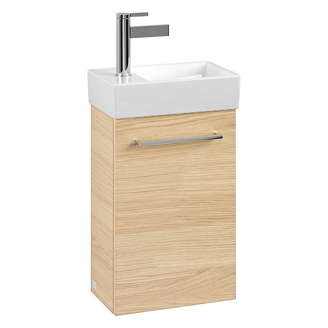 Villeroy and Boch Avento Nordic Oak 360mm Wall Hung Vanity Unit with Right Bowl Basin Large Image