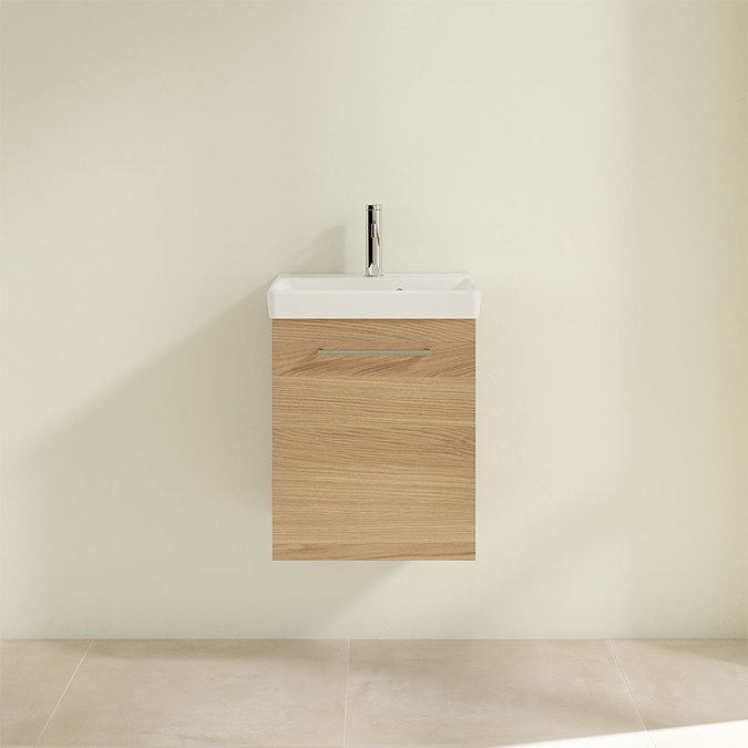 Villeroy and Boch Avento Nordic Oak 450mm Wall Hung 1-Door Vanity Unit Feature Large Image