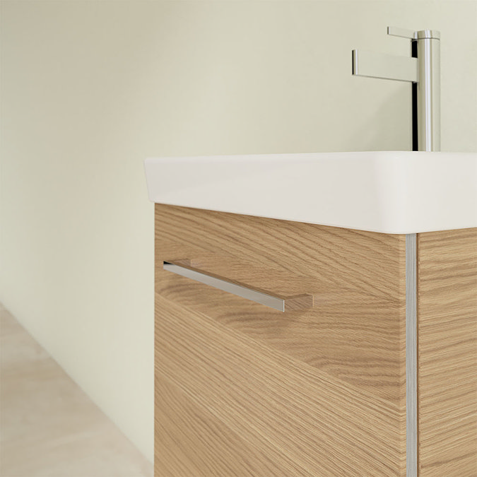 Villeroy and Boch Avento Nordic Oak 450mm Wall Hung 1-Door Vanity Unit In Bathroom Large Image
