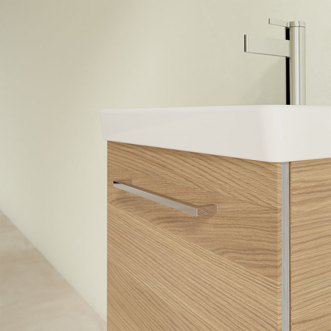 Villeroy and Boch Avento Nordic Oak 450mm Wall Hung 1-Door Vanity Unit  In Bathroom Large Image