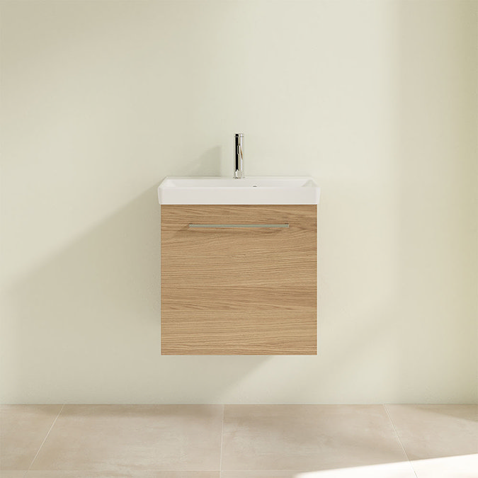 Villeroy and Boch Avento Nordic Oak 550mm Wall Hung 1-Drawer Vanity Unit Feature Large Image