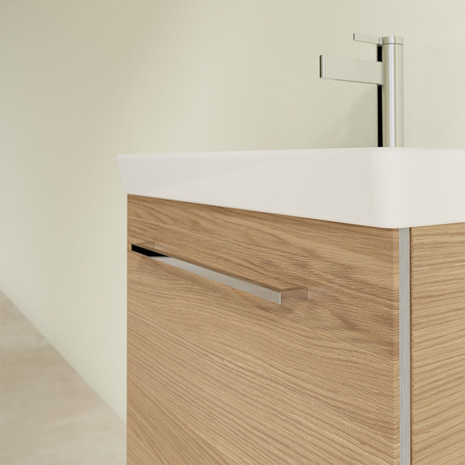 Villeroy and Boch Avento Nordic Oak 550mm Wall Hung 1-Drawer Vanity Unit In Bathroom Large Image
