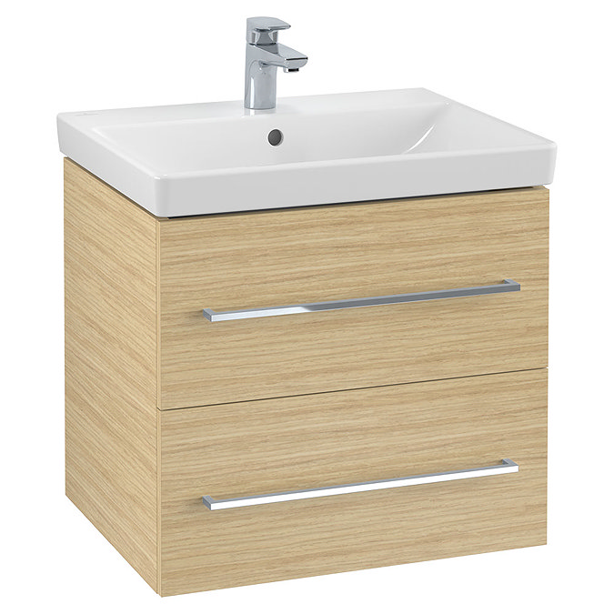 Villeroy and Boch Avento Nordic Oak 600mm Wall Hung 2-Drawer Vanity Unit Large Image