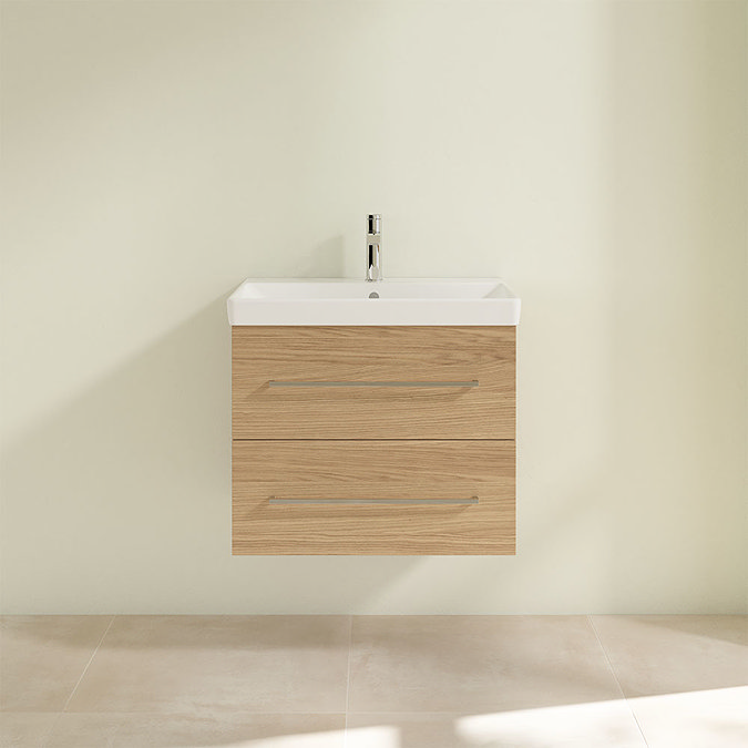Villeroy and Boch Avento Nordic Oak 650mm Wall Hung 2-Drawer Vanity Unit Feature Large Image