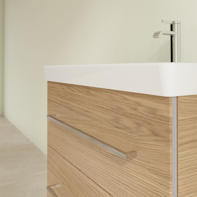 Villeroy and Boch Avento Nordic Oak 650mm Wall Hung 2-Drawer Vanity Unit  In Bathroom Large Image