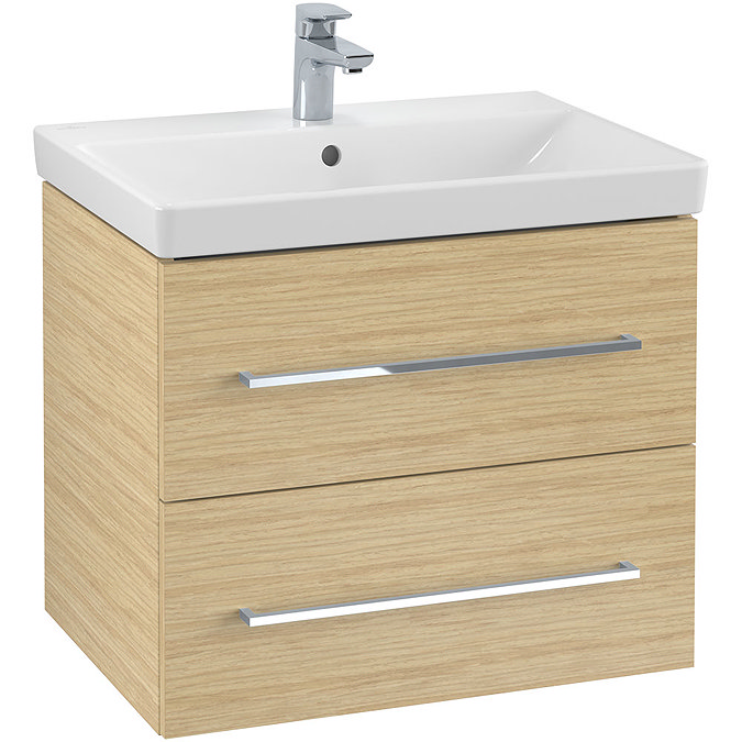 Villeroy and Boch Avento Nordic Oak 650mm Wall Hung 2-Drawer Vanity Unit Large Image