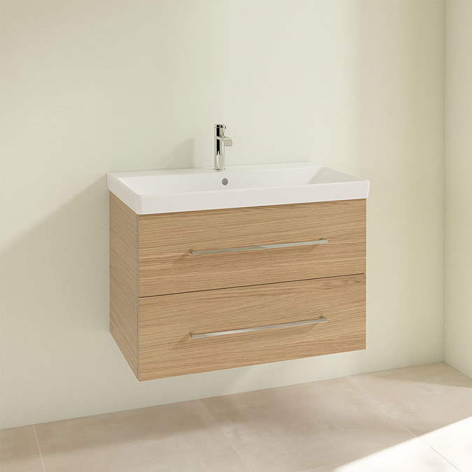 Villeroy and Boch Avento Nordic Oak 800mm Wall Hung 2-Drawer Vanity Unit Profile Large Image