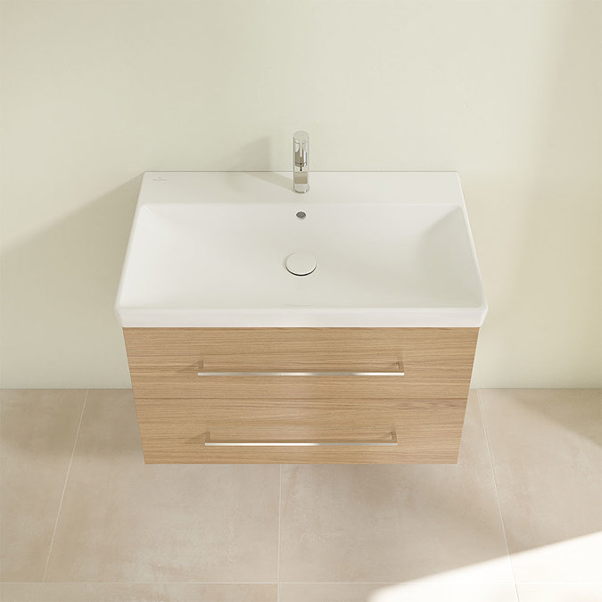 Villeroy and Boch Avento Nordic Oak 800mm Wall Hung 2-Drawer Vanity Unit Standard Large Image
