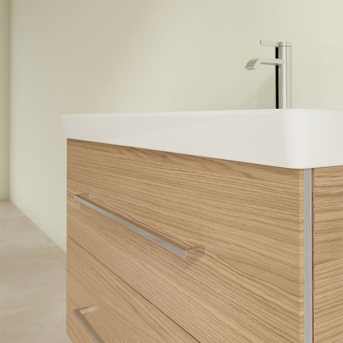 Villeroy and Boch Avento Nordic Oak 800mm Wall Hung 2-Drawer Vanity Unit  In Bathroom Large Image