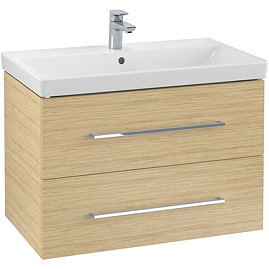 Villeroy and Boch Avento Nordic Oak 800mm Wall Hung 2-Drawer Vanity Unit Large Image