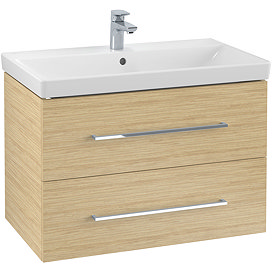 Villeroy and Boch Avento Nordic Oak 800mm Wall Hung 2-Drawer Vanity Unit Large Image